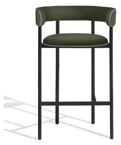 Møbel Copenhagen - Font Bar Armstool - Barstol - Forest Green Vidar 972 - Black Frame - W: 60 x D: 46,5 x H: 97 x SH: 75 cm