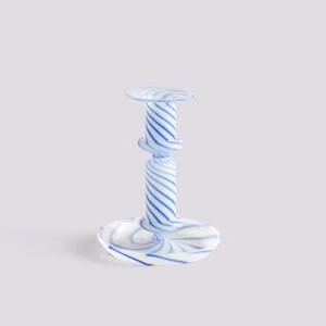 HAY - Flare - Ljusstake - Medium Stripe - Blue w. White - Stock sale - Ø11 X H14
