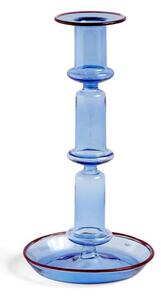 HAY - Flare - Ljusstake - Large - Light Blue with red rim - Ø11 x H21 cm