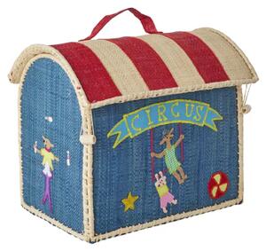 Rice - Raffia Kids Bag - Förvaringslåda för barn - Blue - Circus Theme - L24 x H22 x B17