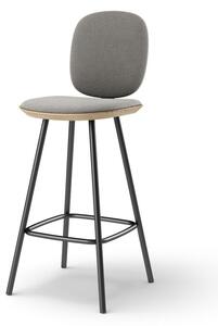 Brdr. Krüger - Pauline Comfort Barstool 65 cm with metal frame - Oak Clear Wax Oiled - Barstol - Hallingdal, Grå Tekstil - 0113 - H97 cm L65 cm B36 cm