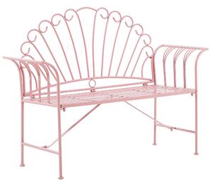 2-sits Utomhus Trädgårdsbänk av Metall i Rosa Färg i Vintagestil Beliani