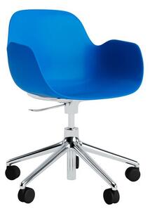 Normann Copenhagen - Form Armchair Swivel 5W Gas Lift Alu - Kontorsstol - Aluminium / Bright Blue - H73/86 x L72,5 x SH37/50 cm