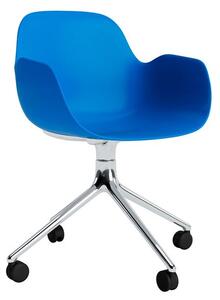Normann Copenhagen - Form Armchair Swivel 4W Alu - Kontorsstol - Bright Blue / Aluminum - H79 x W56 x D52 x SH44 cm