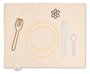 Jou Quilts - Jou Embroidery Place Mats - Bordstablett - Jou Embroidery place mats dinner - Creme, brun, gul, lilla, blå - 45x34 cm