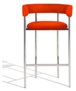 Møbel Copenhagen - Font Bar Armstool - Barstol - Red Orange Gentle 553 - Polished Steel Frame - W: 60 x D: 46,5 x H: 97 x SH: 75 cm