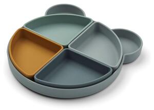 LIEWOOD - Arne Ruminddelt Tallerken - Barnens tallrik - 6946 - Mr bear blue fog multi mix - (Plate) H2,6 x W21 x L23 cm / (Bowl) H3,5 x W10 x L10 cm