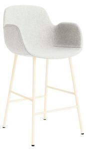 Normann Copenhagen - Form Bar Armchair 65 cm Full Upholstery Steel - Barstol - Hallingdal 110 / Cream Steel - H100 x W56 x D54,5 x SH65 cm