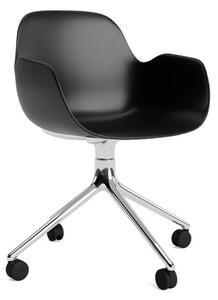 Normann Copenhagen - Form Armchair Swivel 4W Alu - Kontorsstol - Black / Aluminum - H79 x W56 x D52 x SH44 cm