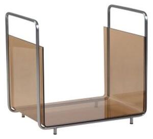 Hübsch - Echo Magazine Holder - Tidningshållare - Brown/Nickel - 46x34xh43cm
