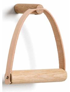 EKTA Handvaerk - Toilet Paper Holder - Toalettpappershållare - Nature oak & leather - W: 13 x H: 15 cm