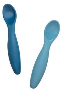 Sebra - Silicone Spoon Set - Bestick för barn - Vintage Blue - H1x L12 x W3 cm