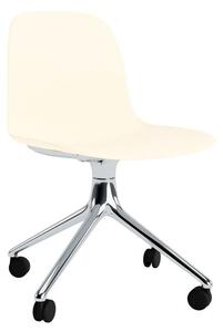 Normann Copenhagen - Form Chair Swivel 4W Alu - Kontorsstol - Cream / Aluminum - H79 x W52 x D52 x SH44 cm