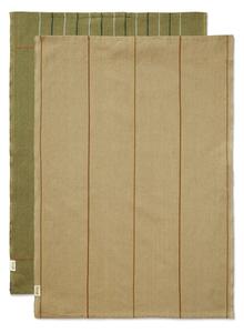 Ferm Living - Ito Tea Towel - Set Of 2 - Kökshandduk - Set of 2 - Seaweed/Flax - B: 50 x H: 70 cm