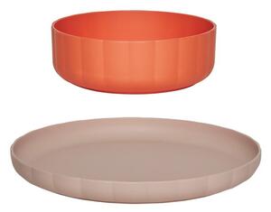 OYOY MINI - Pullo Plate & Bowl - Set of 2 - Barnens tallrik - Rose / Apricot - W:14 x H:5 cm / W:20 x H:2.5 cm