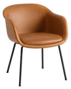 Muuto - Fiber Conference Armchair - Kontorsstol - Refine Leather Cognac / Anthracite Black / Tube Base - H77,5 x W63,5 x D61 x SH49 cm