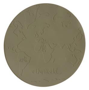 OYOY MINI - Placemat The World - Placemat för barn - Olive - Ø39 x H0,2 cm