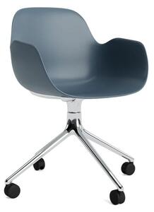 Normann Copenhagen - Form Armchair Swivel 4W Alu - Kontorsstol - Blue / Aluminum - H79 x W56 x D52 x SH44 cm