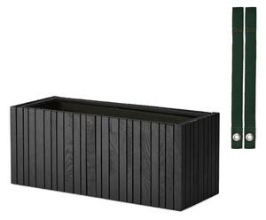 SQUARELY CPH - GrowWIDE & HoldON - Växtlåda - Black Ash - Dark Green Nylon - W60 x H24 x D22 cm (Straps 38 cm)