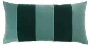 Christina Lundsteen - STRIPE VELVET - Kudde - Pale Blue / Emerald - 40 x 80 cm