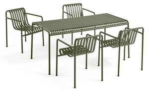 HAY - 1 Palissade Bord og 4 Palissade Dining Armchair - Trädgårdsmöbler - Olive - se mål i teksten