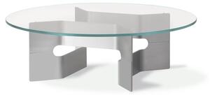 Fredericia Furniture - JG Coffee Table 6558 / By Jørgen Gammelgaard - Soffbord - Glass / Brushed Aluminum with Clear Powder Coating - Ø98 x H30 cm