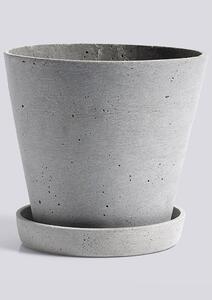HAY - Flowerpot with saucer - Blomkruka - Grey - L - Ø: 17,5 x H: 16,5 cm
