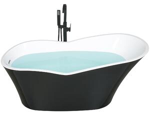 Fristående badkar Blank Svart Sanitetsakryl 170 x 80 cm Elegant Ovalt Minimalistisk design Beliani