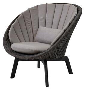 Cane-line - Peacock lounge chair OUTDOOR - Aluminium - Lounge stol - Frame: Cane-line Soft rope - Aluminium, Black / Cushion: Taupe, Cane-line Natté - W91 x D93 x H87 x SH34 cm