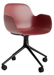 Normann Copenhagen - Form Armchair Swivel 4W Alu - Kontorsstol - Red / Black Aluminum - H79 x W56 x D52 x SH44 cm