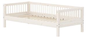 Flexa - CLASSIC Single Bed With Side Bar - Barnsäng - White Washed - H66.5 x W99.9 x L209.3 CM