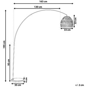 Golvlampa Svart Metallbåge 195 cm med Rottingskärm Beliani