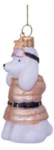 Vondels - Ornament glass white poodle w/beige t-shirt - Julkula - White - Stock sale - H9