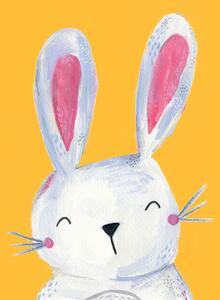 Illustration Woodland bunny on mustard, Laura Irwin