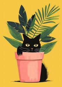 Illustration Cat In the Plant, Andreas Magnusson