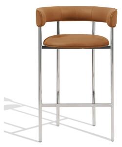 Møbel Copenhagen - Font Bar Armstool - Barstol - Dunes Cognac - Polished Steel Frame - W: 60 x D: 46,5 x H: 97 x SH: 75 cm