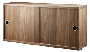 String Furniture - Cabinet w/ Sliding Doors - Skåp - Small - Walnut - 78x20x37 cm