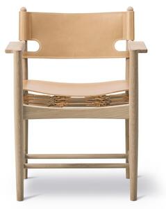 Fredericia Furniture - The Spanish Chair 3238 by Børge Mogensen - Matstol - Soaped Oak / Natural Saddle Leather - W64,5 x D48 x H84,5 x SH46 cm