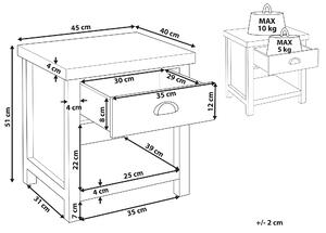 Enkelt Sängbord av Björkträ i Minimalistisk Stil Beliani