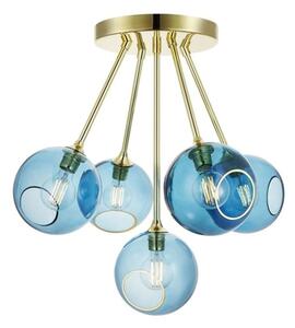 Design By Us - Ballroom Molecule Lamp - Hängande lampa - Blue/Gold - H66 x W68 cm