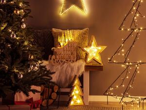 Juldekoration Ljus Poppelträ LED Ljus Släde Advent Kalender Skandinavisk Dekoration Beliani