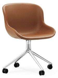 Normann Copenhagen - Hyg Chair Swivel 4W - full upholstery - Kontorsstol - Ultra leather brandy - Aluminum - H: 84 x L: 54 x D: 53,5 x SH: 46 cm