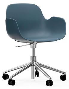 Normann Copenhagen - Form Armchair Swivel 5W Gas Lift Alu - Kontorsstol - Aluminium / Blue - H73/86 x L72,5 x SH37/50 cm