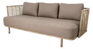 Cane-line - Sense 3-seater Soffa inkl. Hyndesæt - Trädgårdssoffa - Natural, Cane-Line Weave / Taupe Cane-line Airtouch - W220 x D75 x H72 x SH42 cm