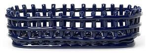 Ferm Living - Ceramic Basket - Korg - Oval - Blue - W30 x H8,5 x D15 cm