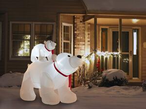 Utomhus LED Jul Uppblåsbar Vit Tyg Isbjörn Figur Trädgårdsdekoration med belysning Beliani