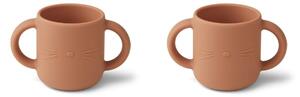 LIEWOOD - Gene Cup 2-pack - Barnens pokal - Cat / Tuscany Rose - H7 x Ø6,5 cm - 160 ml