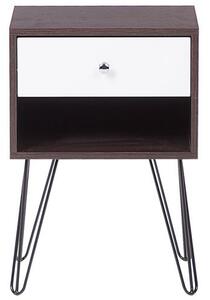Nattduksbord Mörk Trä med Vit 1 Låda Tillverkat Trä Modern Design Beliani