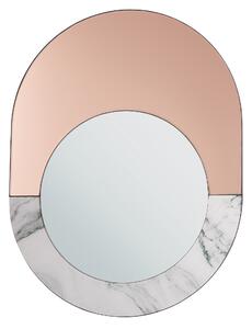 Väggspegel Marmor Effekt Roséguld Glas 65 x 50 cm Oval Väggmonterad Hemdekor Accessoar Glamour Modern Beliani
