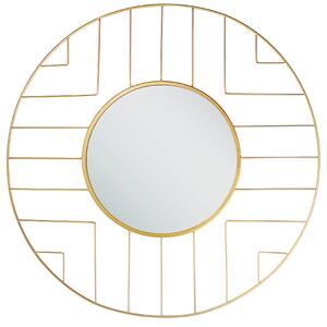 Väggspegel Guld Metall Järn 60 cm Ram Rund Väggmonterad Hemdekor Accessoar Glamour Modern Beliani